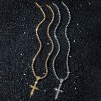 Chaîne de tennis transfrontalière nouvelle génération pour hommes, style hip-hop, avec pendentif croix à épines en zircon complet, pour l'Europe et les États-Unis