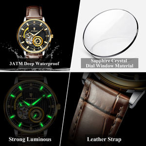 Montre automatique pour homme POEDAGAR 1416 avec bracelet en cuir étanche et mouvement mécanique à lumière nocturne 2025 - Product Image 4