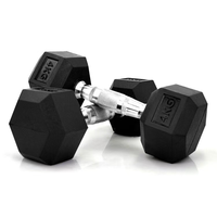 Haltères hexagonaux en acier massif avec revêtement en caoutchouc, finition personnalisée en caoutchouc, poids de 60 kg, pour salle de sport commerciale et fitness