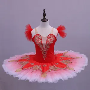 T0125红色古典专业芭蕾短裙芭蕾服装成人
