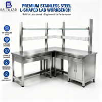 Tables de laboratoire en acier inoxydable 304 en forme de L avec support pour réactifs pour prétraitement physique et chimique SEFA8M baitu lab