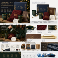 Coffret Cadeau Thé Personnalisé pour Clients – Édition Noël – Cadeau d'Entreprise Premium pour les Fêtes avec Mug, Couverture, Carnet et Boîte Cadeau