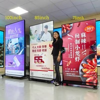 Pantalla Publicitaria Digital HD de 55 Pulgadas con Soporte de Piso, Diseño Delgado, Reproductor Multimedia Inteligente para Promoción en Centros Comerciales