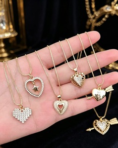 Collar con Colgante de Corazón, Estilo Cadena con Microincrustaciones de Circonio, Precio al por Mayor, Joyería, Regalo Romántico para Mujer - Product Image 5