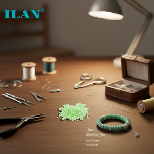 Perline di vetro Ilan Abalorios 2 mm verde pastello 50 g per la creazione di gioielli - Product Image 3