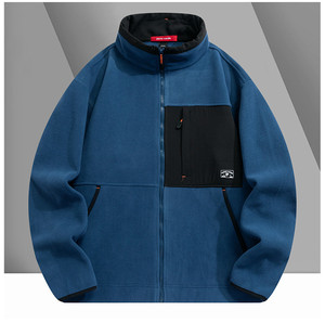 Veste de rue en micropolaire pour hommes, confortable, souple, col montant, fermeture à glissière, 400g, automne hiver - Product Image 4