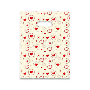 Sacs <span class=keywords><strong>de</strong></span> remerciement en plastique HOYO à imprimé floral lys rouge, sacs à poignée découpée avec inscription dorée pour <span class=keywords><strong>les</strong></span> magasins <span class=keywords><strong>de</strong></span> détail et <span class=keywords><strong>les</strong></span> boutiques - Product Image 5