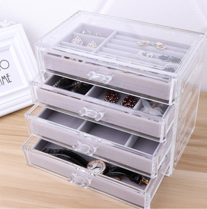 Jewelry Jewellery Organizer Clear Jewelry Display Case Velvet Jewellery Organizer Rings Display Case Necklaces Holder Tray Drawers Acrylic Jewelry Box