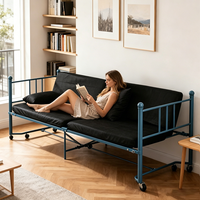 Lit pliant multifonctionnel en acier portable - Utilisation au bureau et à domicile, lit d'urgence pour le camping