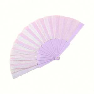 Abanico de Mano de Plástico con Purpurina de Estilo Clásico de 23 cm, Ecológico e Impermeable, para Baile Decorativo, Venta al por Mayor - Product Image 4