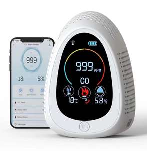 PT03 portable Tuya Smart Home APP contrôle WiFi alarme fumée CO & Composite détecteur de <span class=keywords><strong>monoxyde</strong></span> de carbone 5 en 1 moniteur multi-gaz - Product Image 2