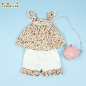 Shired-Conjunto de Ropa para Niñas, Juego de 2 piezas, amarillo, Floral, OEM, ODM, personalizado, hecho a mano, en stock, fabricante al por mayor, BB3281 - Product Image 3