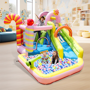 Castillo Inflable Pequeño y Divertido Happy Candy con Tobogán de Agua y Casa de Brinco para Niños, Regalo NB-93030 Happy - Product Image 2