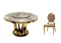 Ensemble de table à manger en marbre de luxe - Plateau en pierre Calacatta de qualité supérieure avec des chaises élégantes Table en pierre 4-8 places pour les rassemblements familiaux
