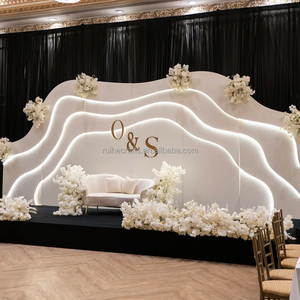 Toile de fond de mariage en PVC acrylique blanc, forme ondulée, panneau LED pour la décoration de la scène de mariage et du photomaton - Product Image 2