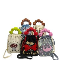 Sac à bandoulière pliable en polyester tricoté, motif dessin animé mignon, souple et durable, avec fermeture éclair, pochette de rangement portable pour téléphone portable pour femme