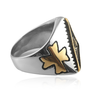 Men's Titanium Steel Freemason Triangular Eye <b>Ring</b> Geometric Design Casual Jewelry Polished Finish - Product Image 3