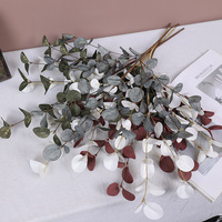 Plante verte artificielle en PE, branche unique, 9 fourches, 36 feuilles, eucalyptus, décoration d'intérieur, pour bouquet de chrysanthèmes