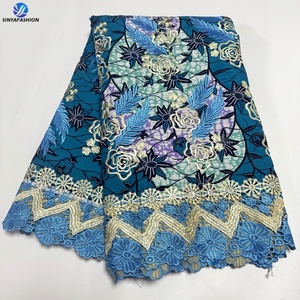 Tela de encaje africano de algodón de alta calidad Sinya, estampados de cera, encaje de guipur nigeriano, tela Ankara de cera para vestidos de <span class=keywords><strong>mujer</strong></span> - Product Image 5