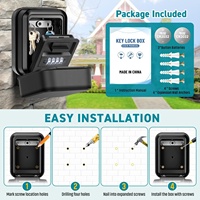 Caja de Seguridad con Cerradura de Combinación de 4 Dígitos, Automática, Impermeable, de Aluminio, para Montar en la Pared, con Código Reajustable, para Interiores y Exteriores