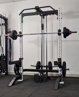 Rack de squat compact pour salle de sport avec lat pulldown, combinaison professionnelle de traction haute-basse et rack de développé couché