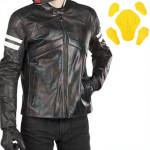 Mens <b>Motorcycle</b> Leather <b>Jacket</b> Black Brown Two Tone Cafe Racer Armored Protective Cowhide Removable Armor Riding - Product Image 1