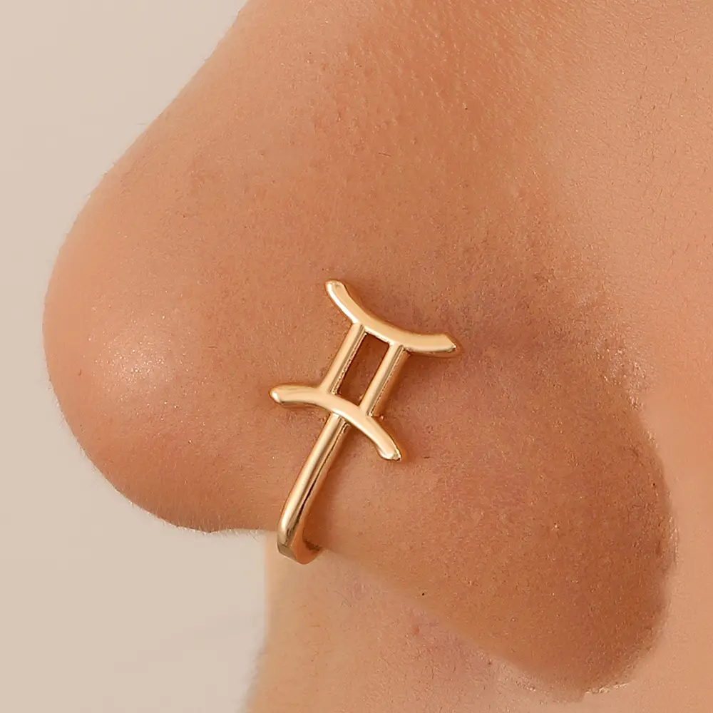 12 Sterrenbeelden Niet-Piercing Neus Clip Neusring Ins Stijl Mode Metaal Geometrische U-Vormige Neus Decoratie Punctie Sieraden