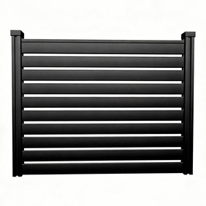 แผงรั้วบังตาแนวตั้งอลูมิเนียมแบบใบมีดสำหรับสวนกลางแจ้ง ทำจากเหล็กโลหะสีดำทันสมัย - Product Image 2