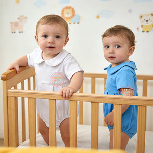Baju Terusan Bayi Katun 100% Combed Polos Kerah Peter Pan dengan Lis Putih Bordir Nama untuk Balita - Product Image 1
