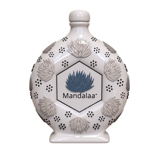 קונספט ממותג מותאם אישית agave תבליט צמח קלאסי פורצלן מרוקן קרמי לבן קרמי בקבוק טקילה מקסיקני - Product Image 1