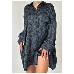 Blusa Elegante de Satén para Mujer, Negra, Holgada, Asimétrica, con Capa Transparente, para Uso Diario - Product Image 2