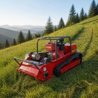 Tondeuse robot télécommandée 4x4 à moteur diesel 13 CV 4 temps, chenilles en caoutchouc tout-terrain pour pentes, prix de gros