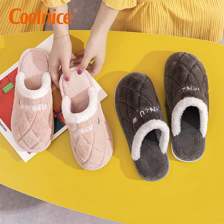Winter Mens Shoes Household Cotton Slippers For WomenIndoor Warm Plush Footwear Non-Slip Platform Slippers Home Zapatillas