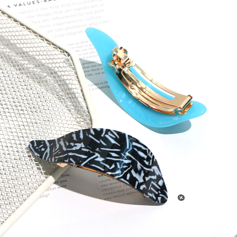 Новинка 2023, зажимы для волос с изогнутыми краями, оптовая продажа, большая простая заколка 9,5 см, Французская заколка для волос, мраморные цветные ацетатные заколки для волос для женщин