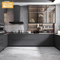 High Gloss kayu cerdas desain Modern siap untuk merakit Perapi dapur sudut atas Set kabinet dapur