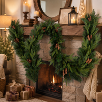Guirlande de Noël en pin, longue branche de verdure avec pommes de pin, pour cheminée, escalier, porte, fenêtre, décoration de fêtes, fournisseur en gros