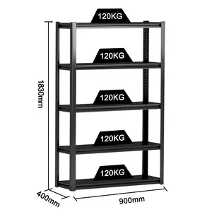 Metalen 5-laags Opbergrek Garageplanksysteem Magazijn Opbergapparatuur Magazijn Opbergrek