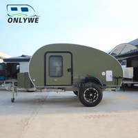 ONLYWE Remorque de camping compacte à suspension indépendante Remorque de camping en forme de larme Mini remorque de camping Remorque de camping en forme de larme avec système d'eau