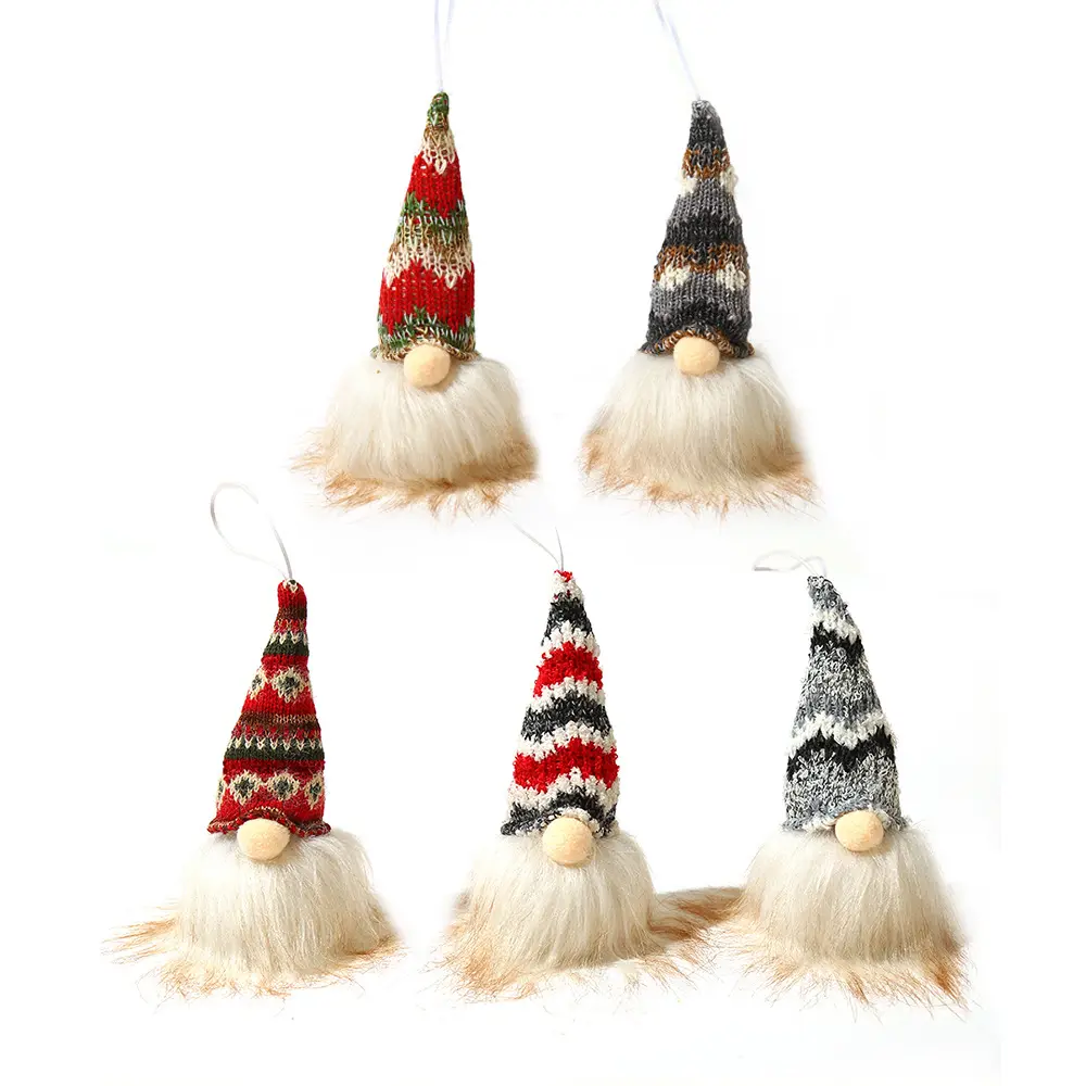 Glowing Santa Gnome Xmas Ornaments Knitting Hat Decoration Tomte Plush Elf Christmas Gnomes Doll With Led Light