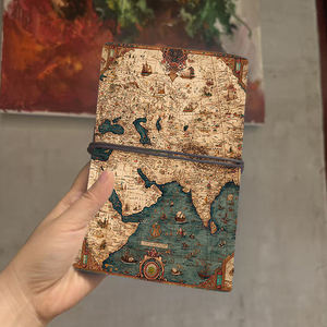 Papier épais A6 Bloc-notes Cadeau de Thanksgiving pour les concepteurs de sites Web pour célébrer les lancements de sites Web avec une carte du <span class=keywords><strong>monde</strong></span> ancienne avec des navires P - Product Image 3