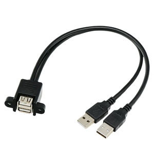 Dual Port Usb Male To Female Extension Cable With <b>Screw</b> Holes For Data Transfer And Connection Expansion - Product Image 2