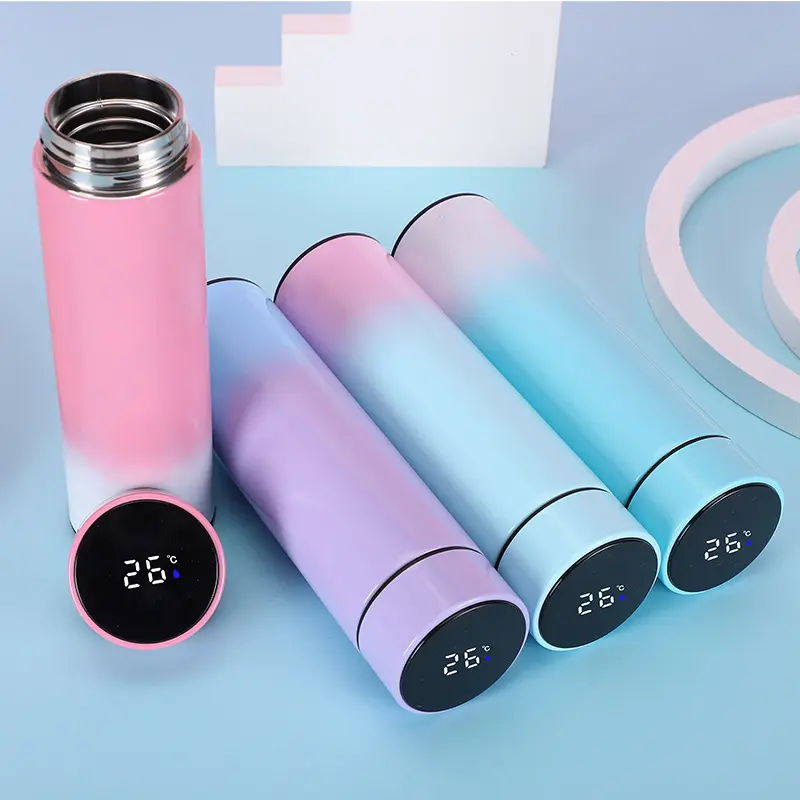 Vacuum Flask Bottle 500Ml Thermo Bottle Thermal Cup Vacuum Flasks Stainless Steel For Tea Cover Led Smart Temperature Display