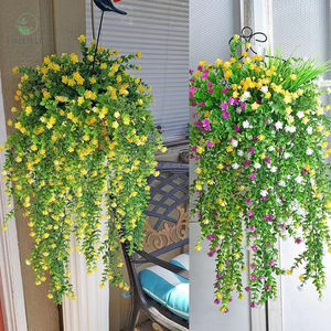 Plantes artificielles fausses feuilles d'<span class=keywords><strong>eucalyptus</strong></span> vigne verte maison jardin et mariage résistant aux UV décoration glycine fleurs suspendues - Product Image 2