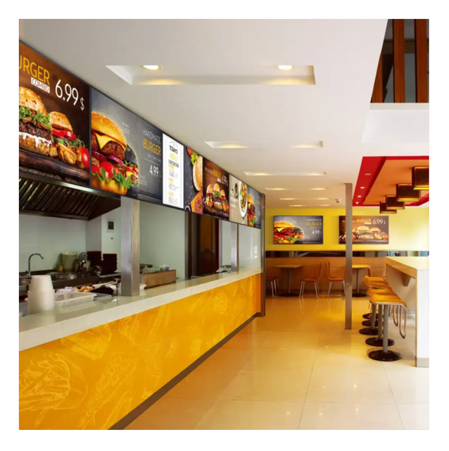23.6 Inch Full HD Indoor Advertising LCD Screen 2K 4K Restaurant Menu Board for Fast Food Kiosk Display Digital Poster
