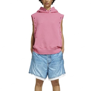 Sudadera con Capucha Rosa sin Mangas de Diseño Personalizado para Mujer, Corte Holgado, Felpa Francesa, 100% Algodón, Sudadera de Lujo con Hombros Caídos, Estilo Oversize - Product Image 4