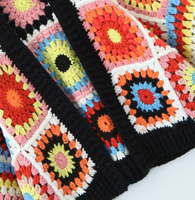 Entièrement tricoté à la main Crochet pull hiver nouveau Cardigan mode couleur Clash grand-mère carré tricot pull Cardigan Crochet