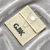 Pochette à bijoux en coton et lin naturel personnalisée, écologique, à boutons pression, avec logo, très vendue