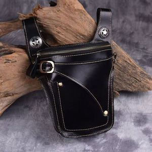 YY PU Leather Multi-Pocket Waist Fanny <b>Pouch</b> Travel Hiking Climbing Thigh Bag Pocket Outdoor Waist Pack for <b>Men</b> - Product Image 4