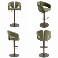 Silla de Bar Giratoria de Terciopelo Personalizada DM con Base Ajustable en Altura con Elevación a Gas para Uso en Restaurantes, Bares y Hoteles