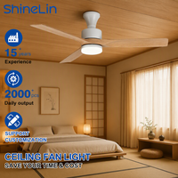 Ventilateur de plafond LED intelligent à 3 pales en ABS de 52 pouces, moderne, pour chambre à coucher, installation facile, variateur d'intensité, faible bruit, avec télécommande